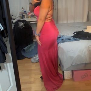Hot pink long dress worn only once and in great condition. for any occasion.